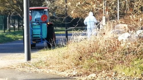 capture d'écran de la vidéo montrant des employés municipaux pulvérisant du glyphosate à Cornebarrieu © Patrick Jimena