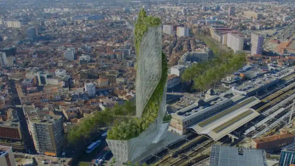 Une projection de la Tour Occitanie à Toulouse.