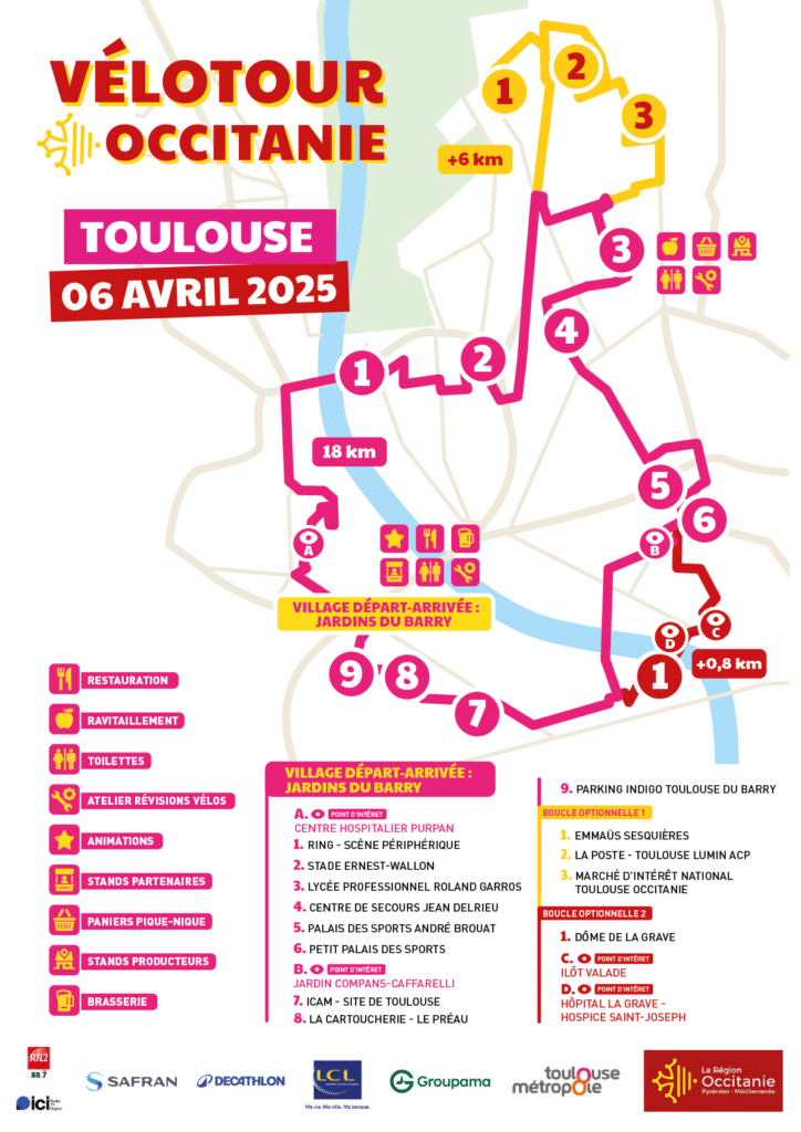 Le tracé de la prochaine édition du Vélotour à Toulouse.