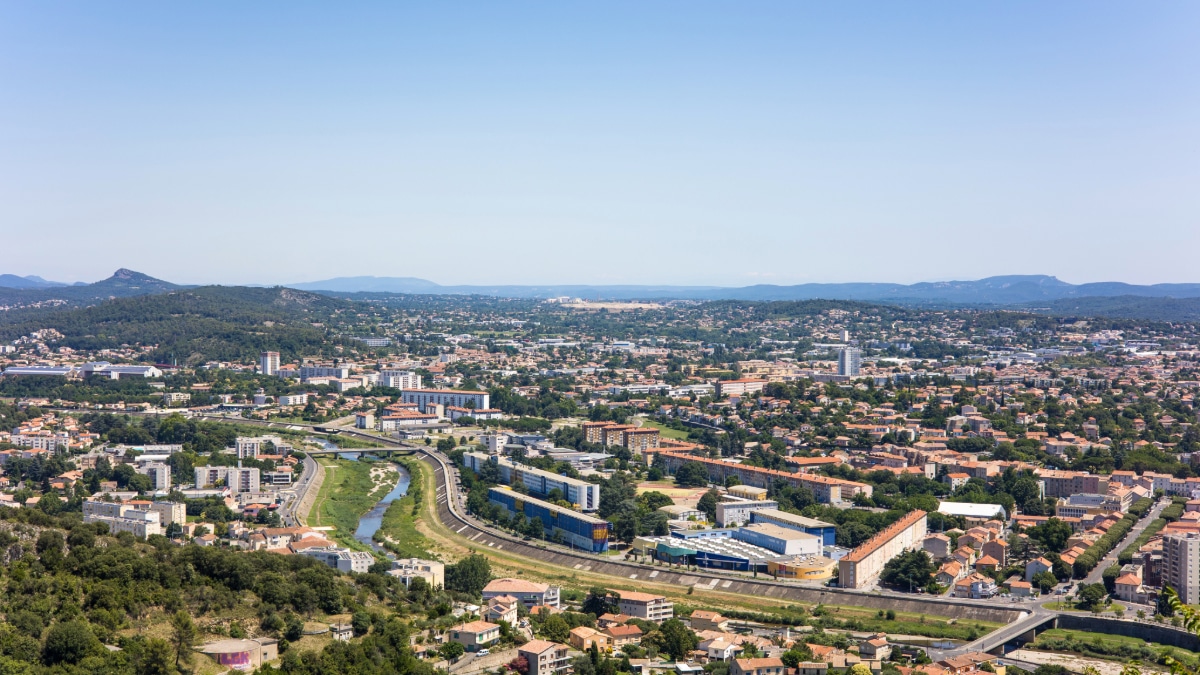 Vue sir la ville d'Alès depuis Notre-Dame-des-Mines.